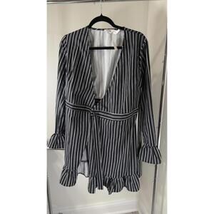 Allison New York Striped Dress with Ruffle Sleeves
